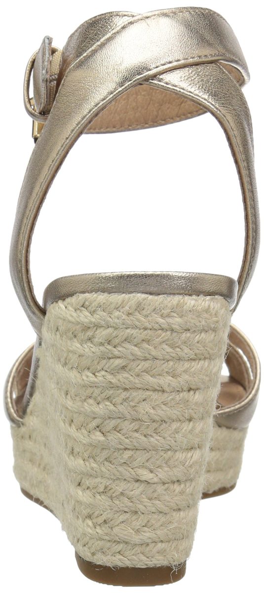 Amazon Brand - 206 Collective Women's Campbell Espadrille Dress Wedge-High Sandal, gold leather, 9.5 B US