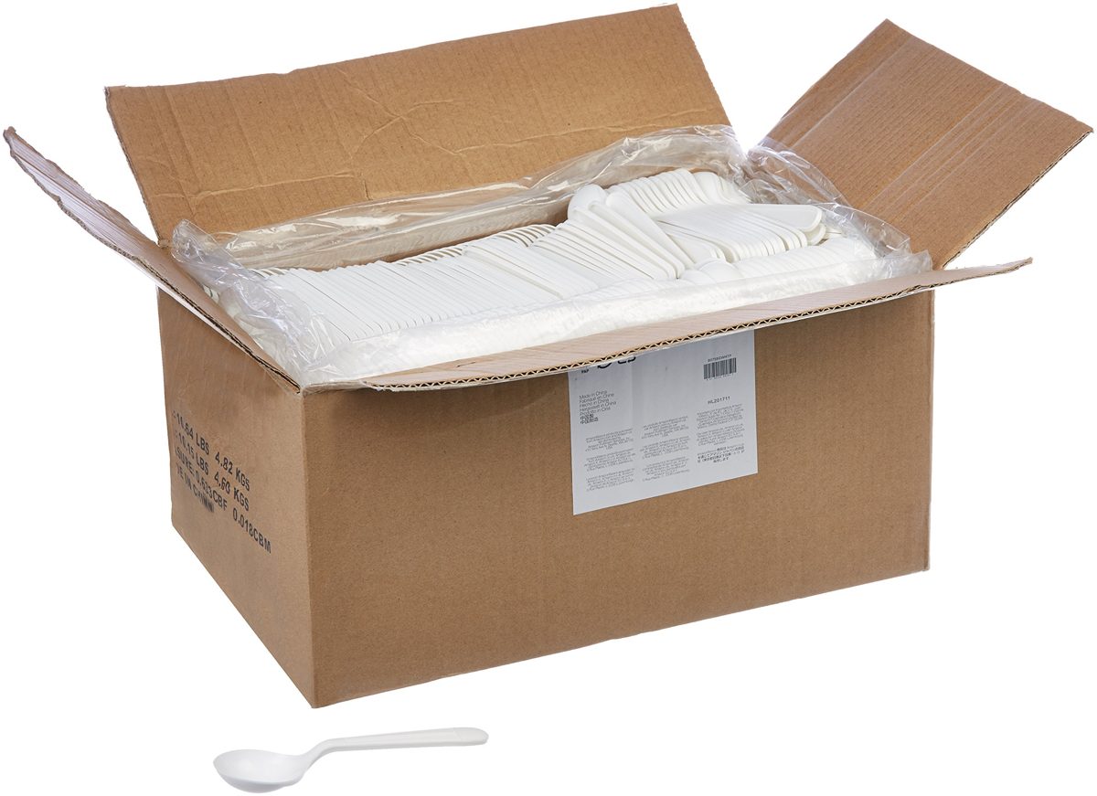 AmazonBasics Heavy-Weight Plastic Soup Spoons, White, 1,000-Count