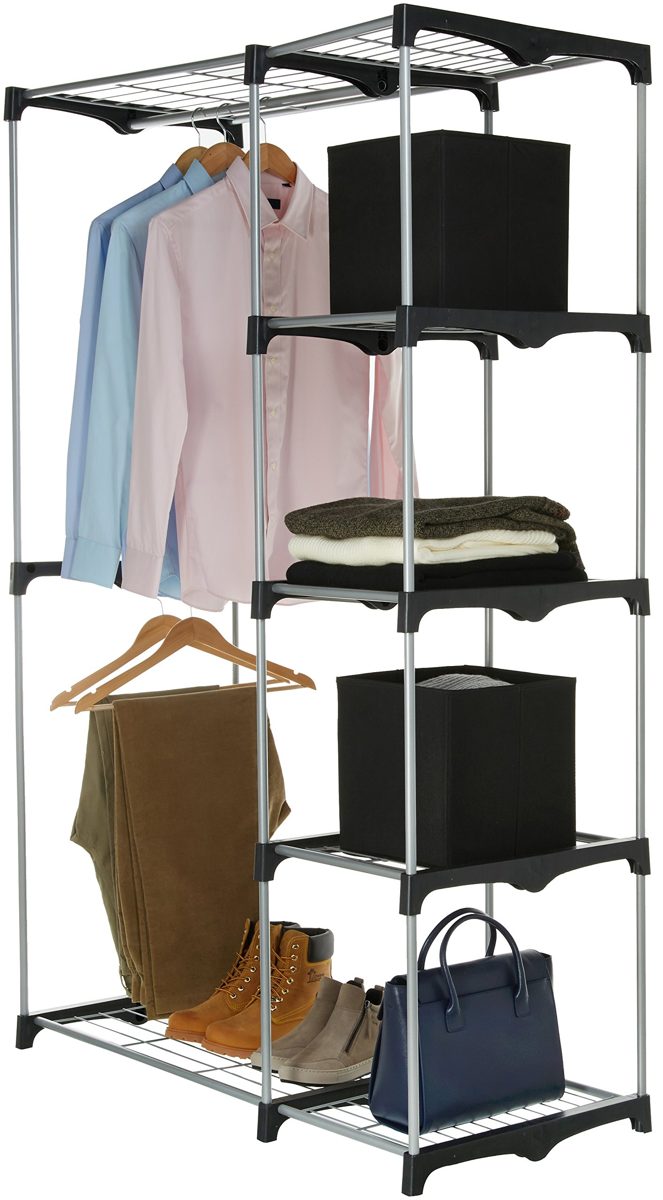 AmazonBasics Double Rod Freestanding Closet, Silver