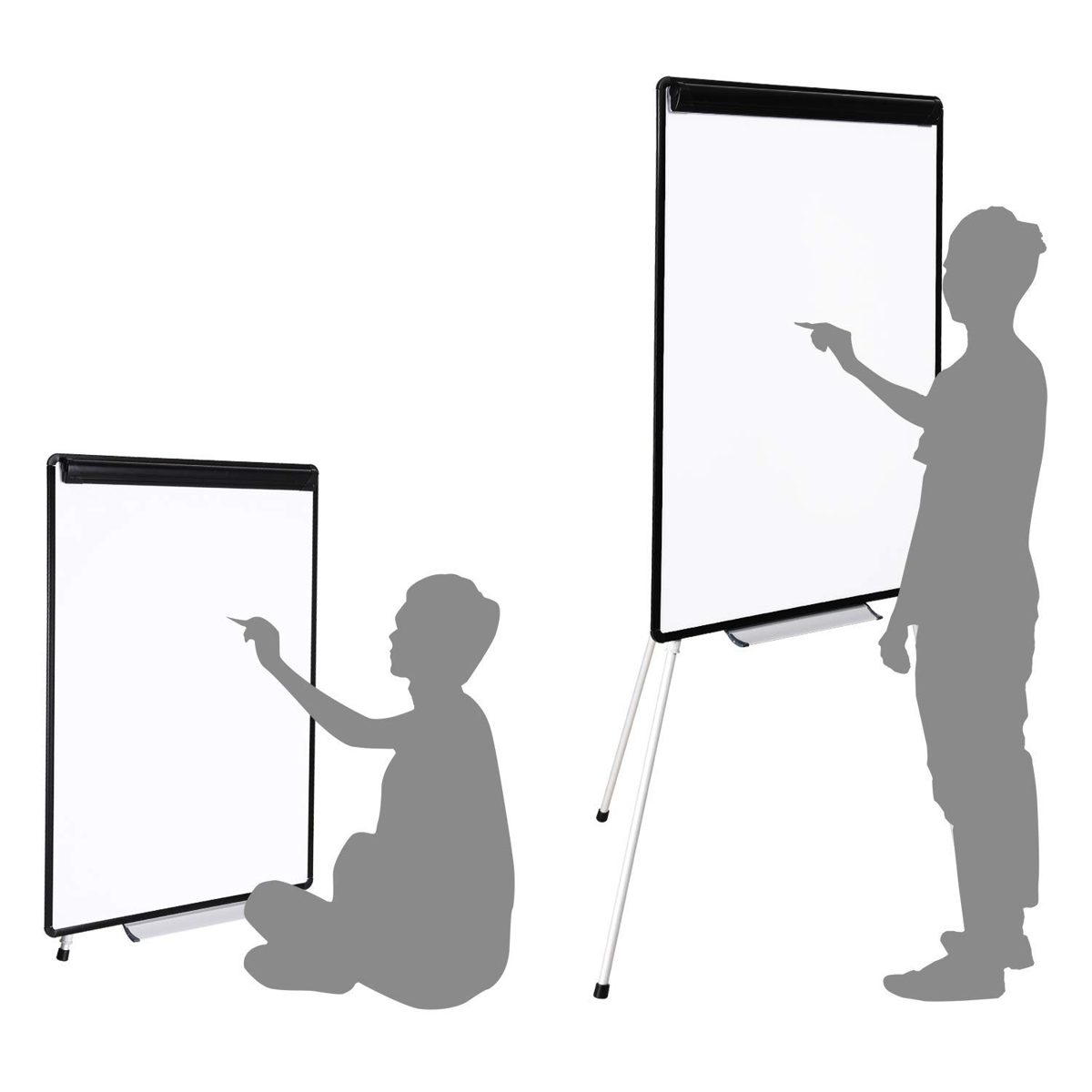 AmazonBasics Dry Erase Presentation White Board Easel, 29 x 42 Inch, Tripod, Silver (Renewed)