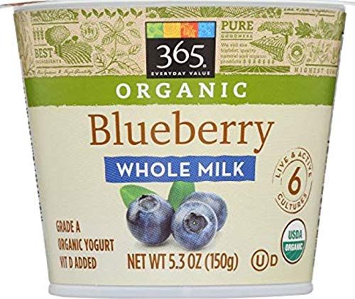 365 Everyday Value, Organic Whole Milk Yogurt, Blueberry, 5.3 oz