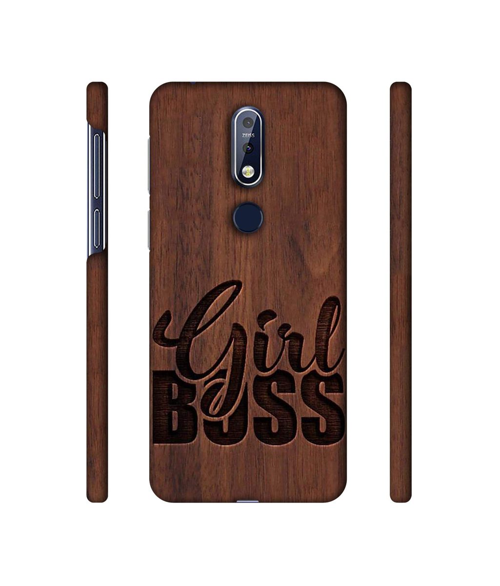 Amazon Brand - Solimo Designer Girl Boss On Wood 3D Printed Hard Back Case Mobile Cover for Nokia 7.1