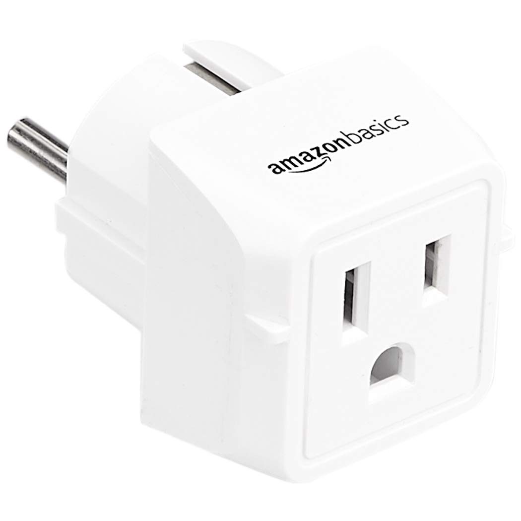 AmazonBasics Travel Plug Adapter Type E/F, Europe - France, Germany, Greece, Hungary, Iceland, The Netherlands, Norway, Poland, Portugal, Romania and Spain