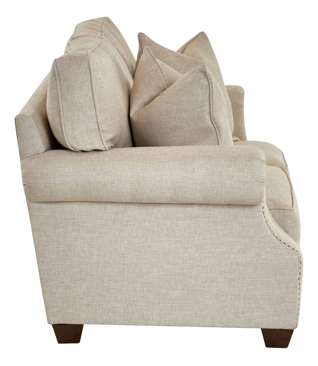 Amazon Brand – Stone & Beam Cedar Upholstered Loveseat Sofa Couch with Nailheads, 67"W,Oat Beige