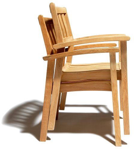 Strathwood Vashon Collection Teak Sleek Line Arm Chair, Set of 2