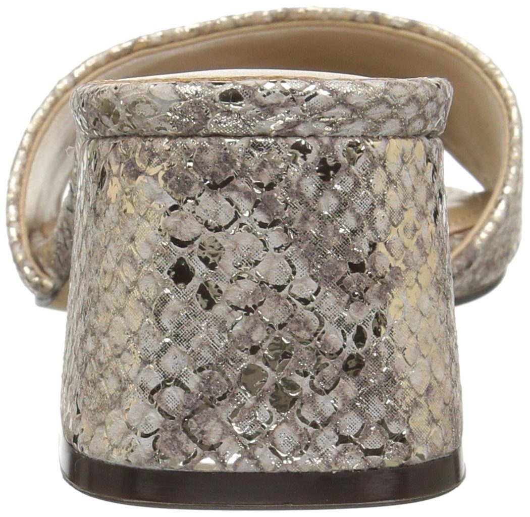 The Fix Amazon Brand Women's Lilly Block Heel Mule, Gold/Metallic Snake Embossed Leather, 8 B US