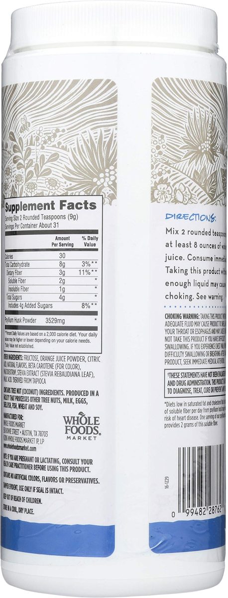 365 Everyday Value, Psyllium Husk Powder, Orange Flavor, 10 oz