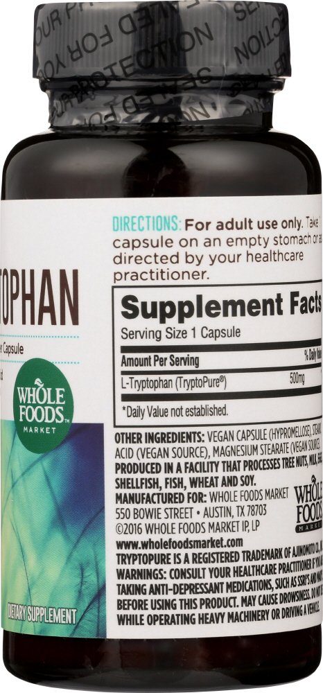 Whole Foods Market, L Tryptophan 500mg, 60 ct