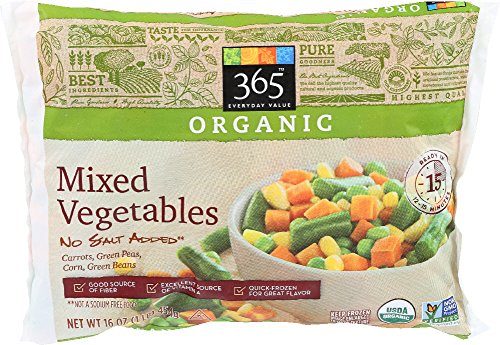 365 Everyday Value, Organic Mixed Vegetables (Carrots, Green Peas, Corn, and Green Beans), No Salt Added, 16 oz, (Frozen) Casepack