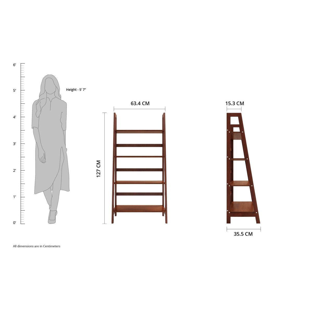 Amazon Brand - Solimo 4-Tier Book Shelf (Walnut)