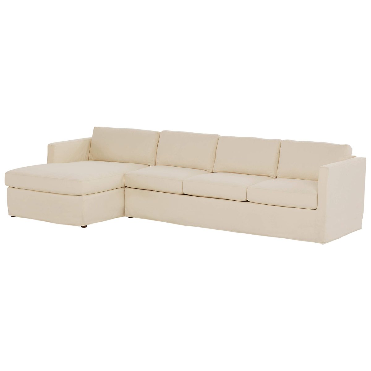 Amazon Brand – Stone & Beam Andover Slipcover Left-Facing Sofa-Chaise Sectional, 126"W, Cream Fabric
