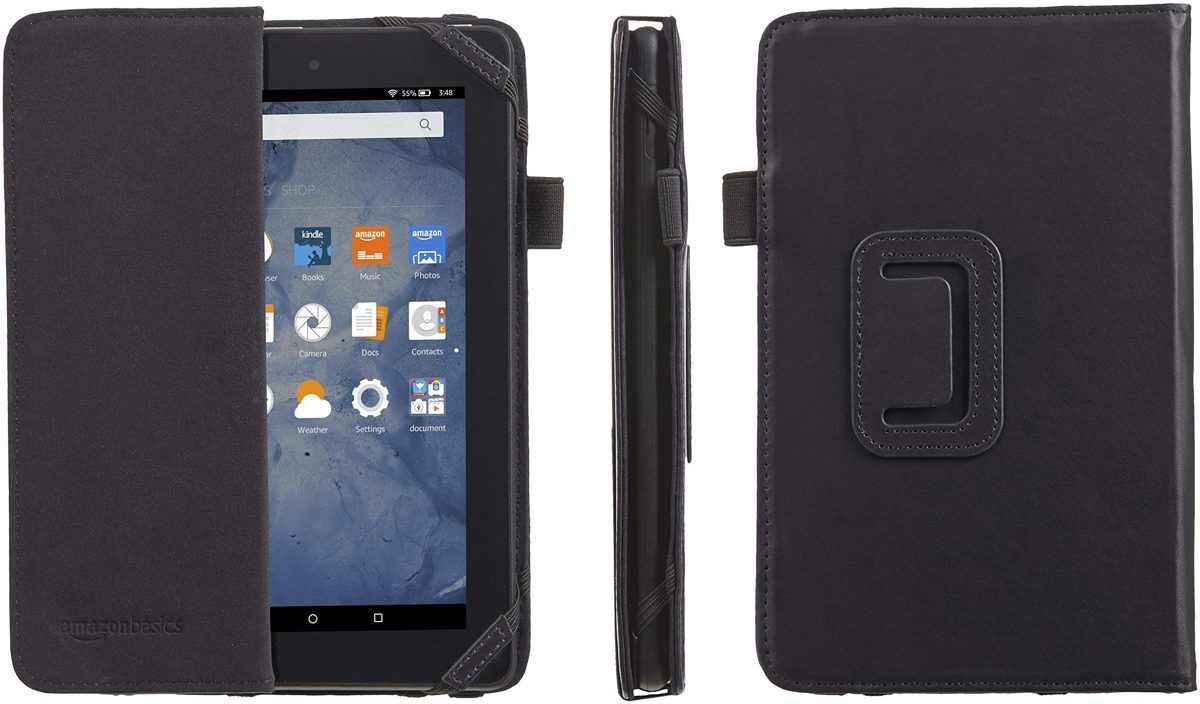 (Renewed) AmazonBasics Kindle Fire Standing Case,7" (2015 Model), Black