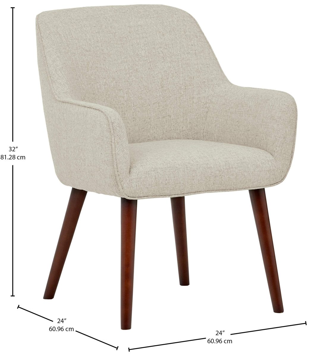 Amazon Brand – Rivet Julie Mid-Century Modern Dining Room Accent Chair with Arms, 32"H, Chalk