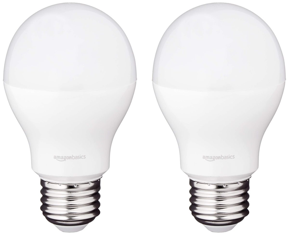 AmazonBasics 60 Watt Equivalent, Daylight, Dimmable, 15,000 Hour Lifetime, A19 LED Light Bulb, 16-Pack (Renewed)