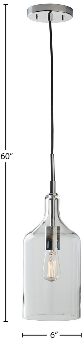 Amazon Brand – Rivet Modern Pendant Light With Bulb, 19"-60"H, Chrome and Glass