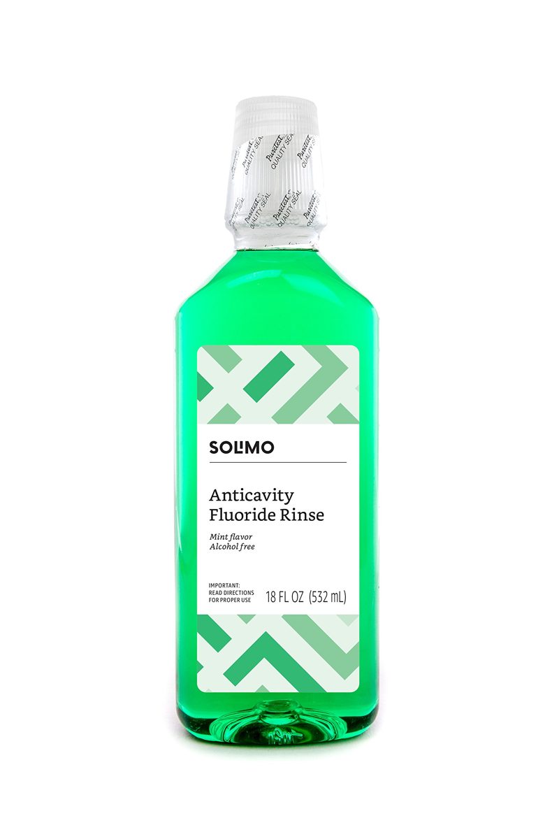 Amazon Brand - Solimo Anticavity Fluoride Rinse, Alcohol Free, Mint, 18 Fluid Ounce