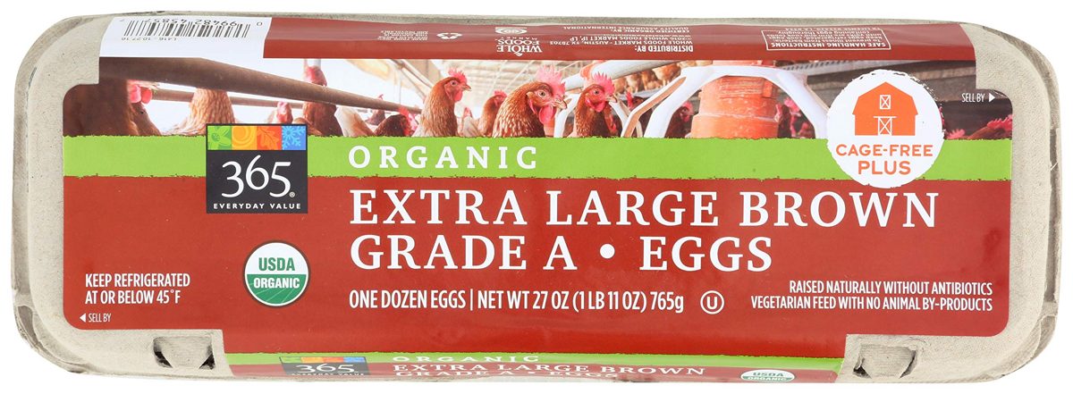 365 EVERYDAY VALUE Organic Brown Extra Large Grade A Eggs, 12 CT