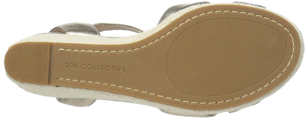 Amazon Brand - 206 Collective Women's Campbell Espadrille Dress Wedge-High Sandal, gold leather, 9.5 B US