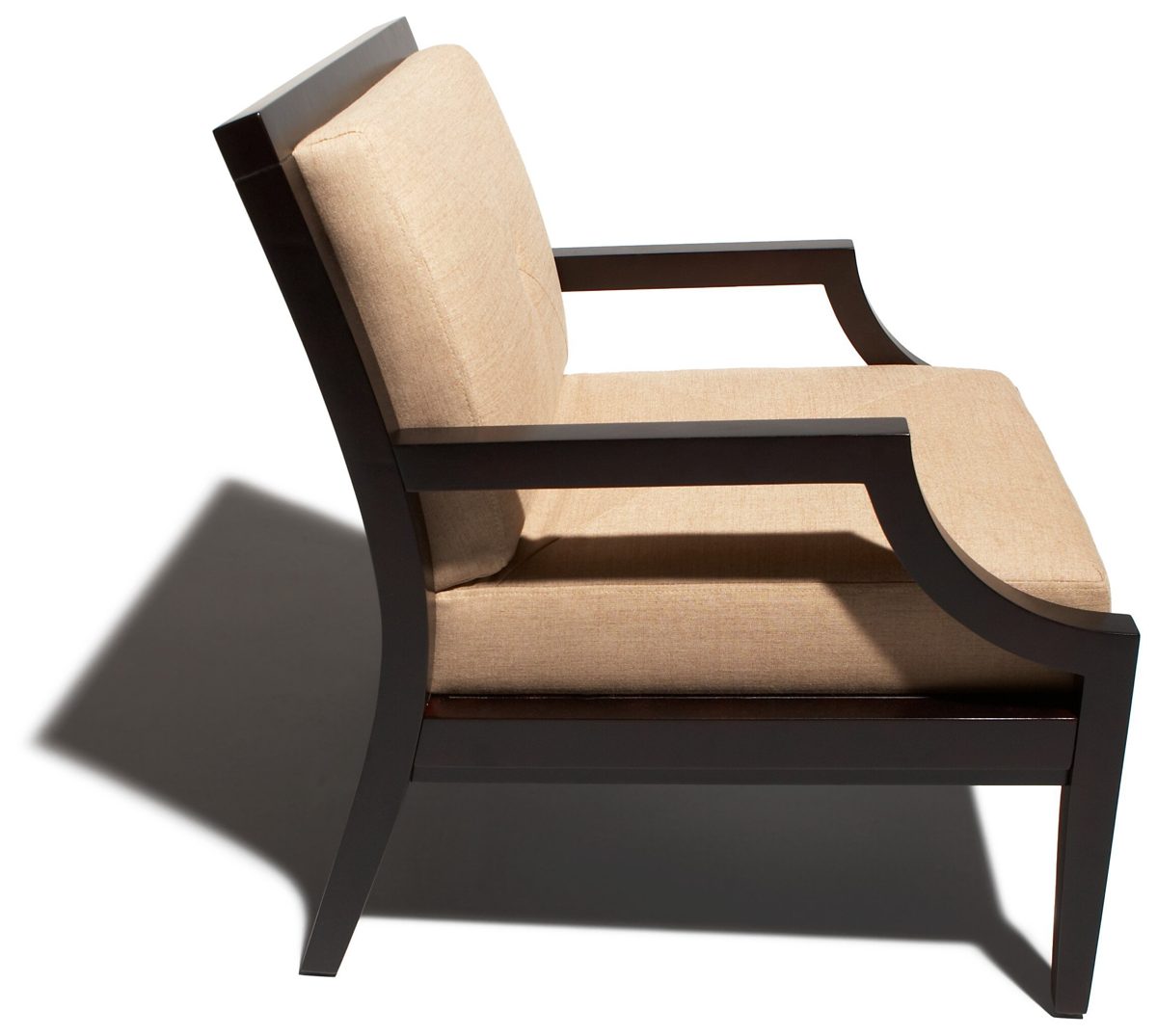 Pinzon Hardwood Lounge Chair with Sand Polyblend Upholstery, Java