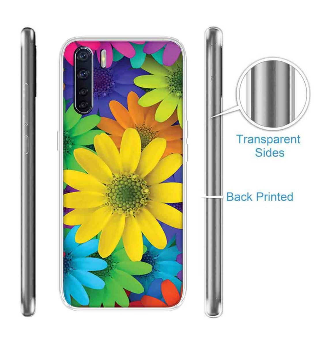 Amazon Brand - Solimo Designer Multicolor African Daisy Design Printed Soft Back Case Mobile Cover for Oppo F15