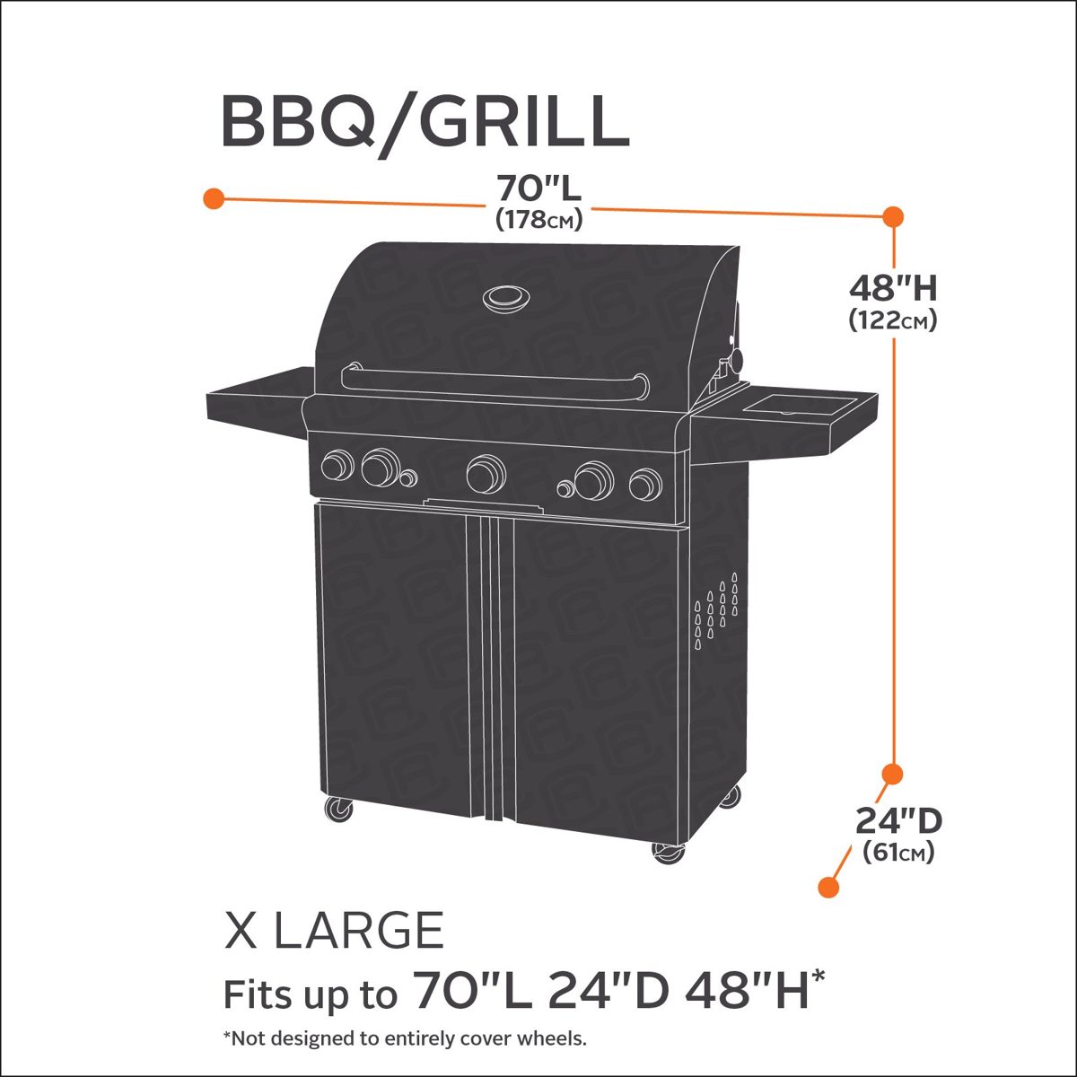 AmazonBasics Classic Accessories 55-563-050401-00 Sunbrella Fabric Heavy Duty Grill Cover, X-Large