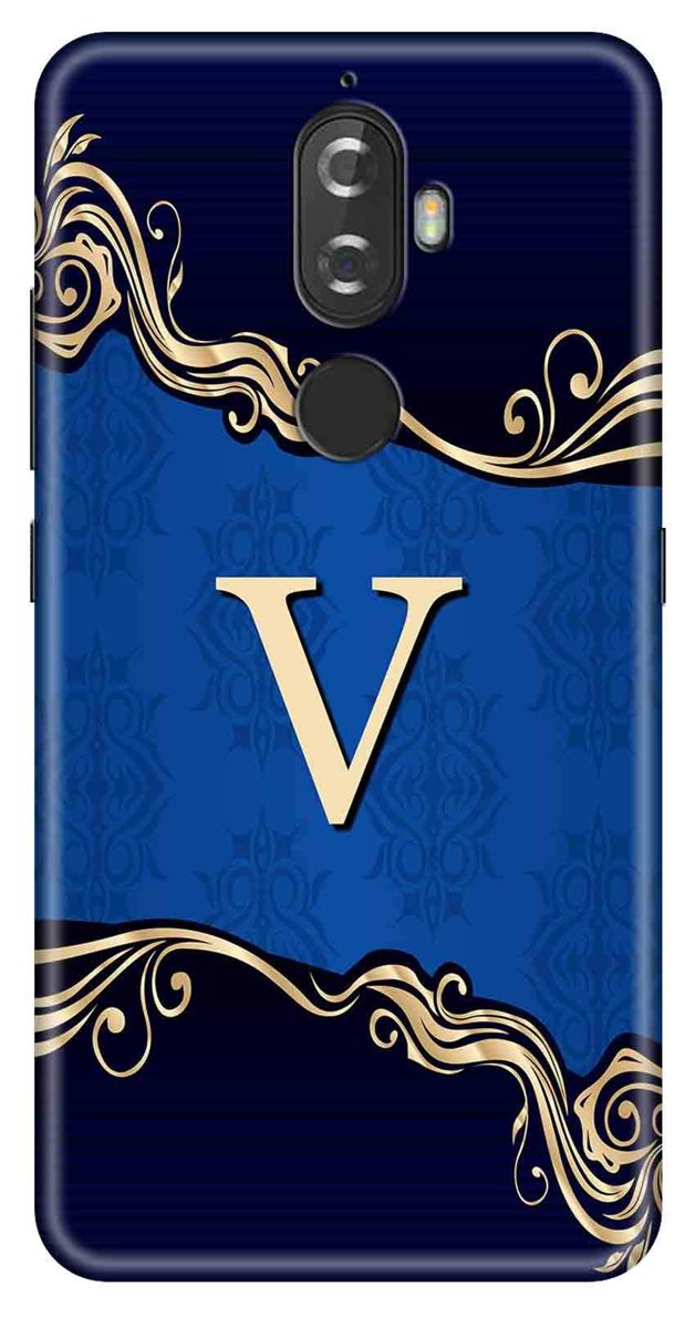 Amazon Brand - Solimo Designer Blue Pattern Alphabet-V 3D Printed Hard Back Case Mobile Cover for Lenovo K8 Plus