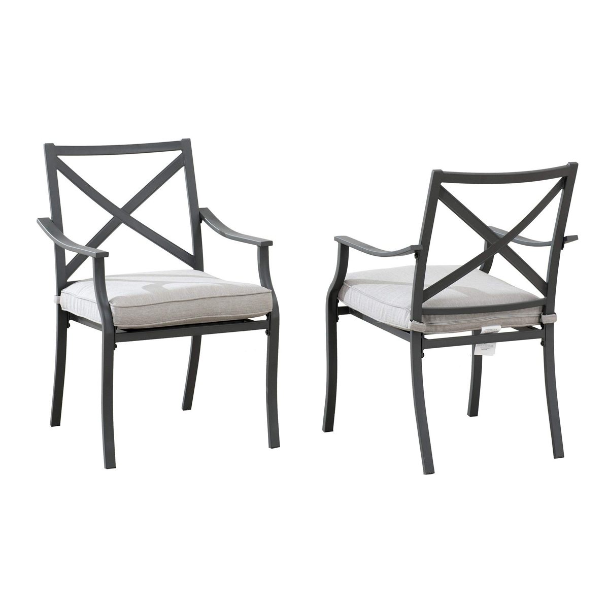 Amazon Brand - Ravenna Home Archer Steel-Framed Outdoor Patio Dining Chairs, Set of 2, 35"H, Gray (Renewed)