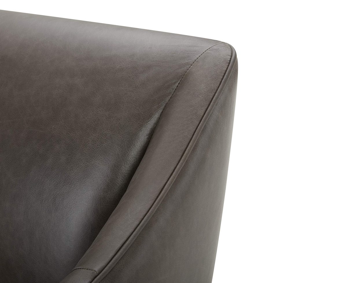 Amazon Brand – Rivet Bayard Contemporary Leather Couch with Curved Back and Armrests, 76"W, Grey