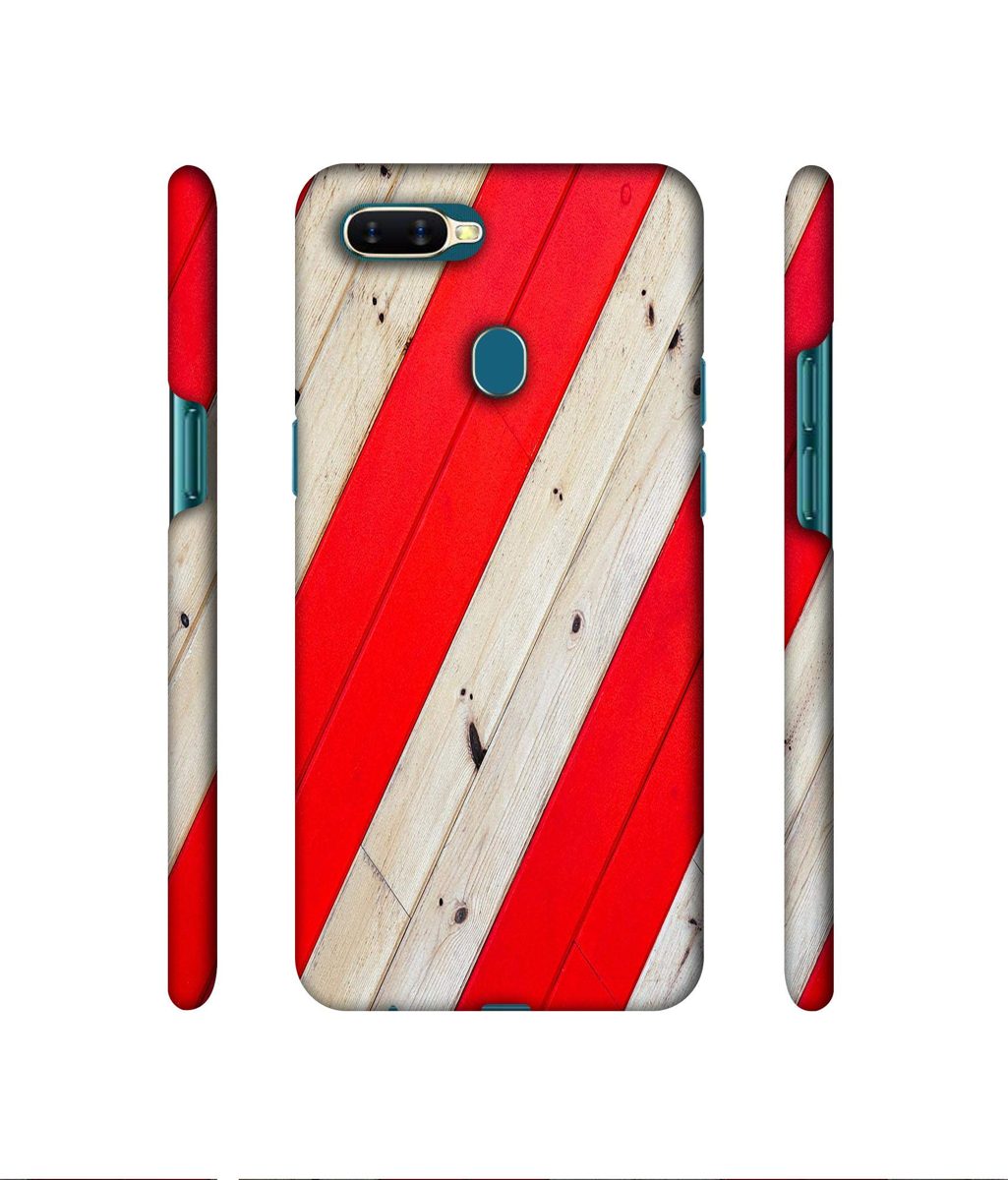 Amazon Brand - Solimo Designer Red and Cream Color Wood 3D Printed Hard Back Case Mobile Cover for Oppo A7