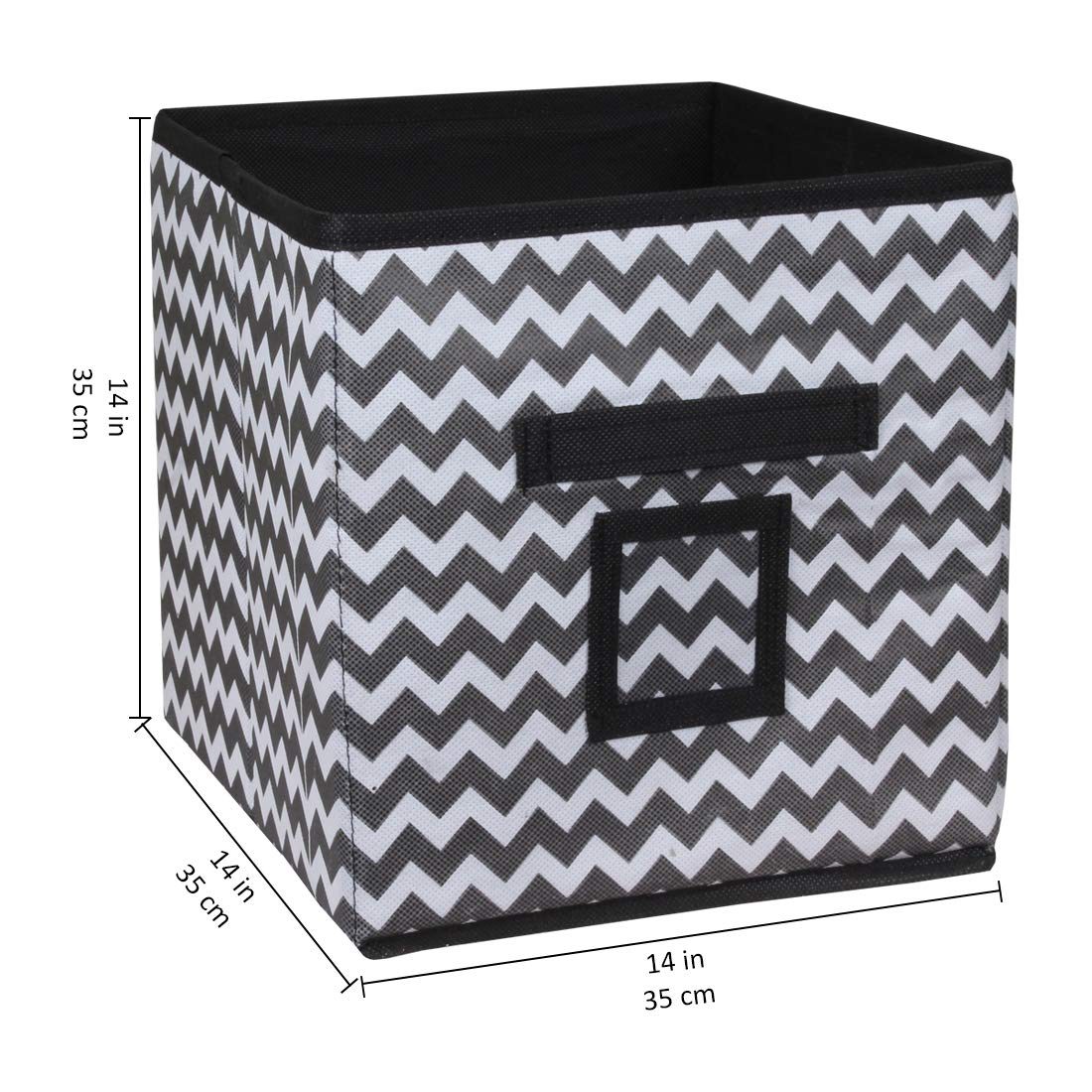 Amazon Brand - Solimo Printed Fabric Storage Box, Large, Set of 1, Black