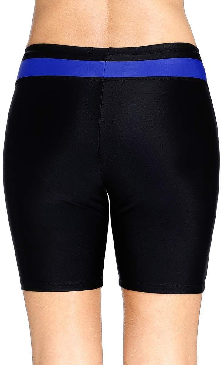 Eono Essentials Women's High Waist Long Swimsuit Board Shorts / Beach Bottoms, blue, xl