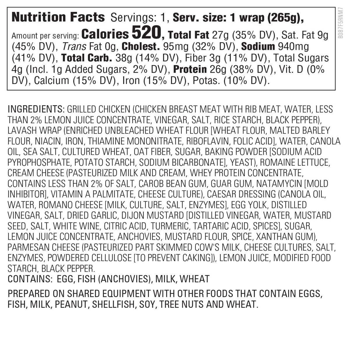 Amazon Kitchen, Chicken Caesar Wrap, 9.3 oz