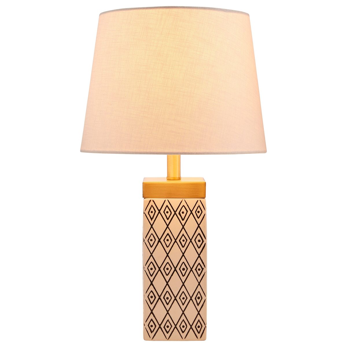 Rivet Geometric Shape Ceramic Table Lamp with Bulb, Black and White, 8.0" x 8.0" x 16.75", Grey