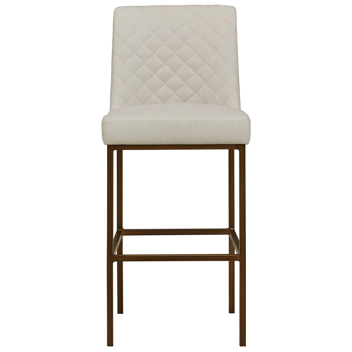 Amazon Brand – Rivet Vermont Modern Diamond-Stitched Kitchen Counter Bar Stool, 42"H, Chalk White and Brass