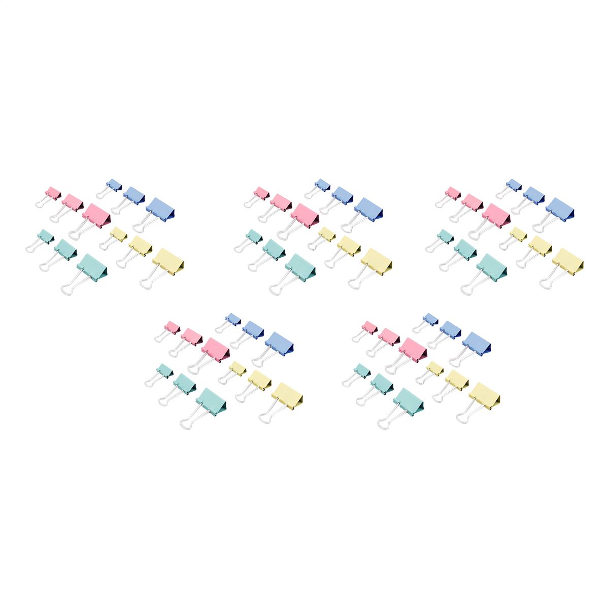 AmazonBasics Coloured Binder Clips, Pack of 60 (Assorted Sizes)