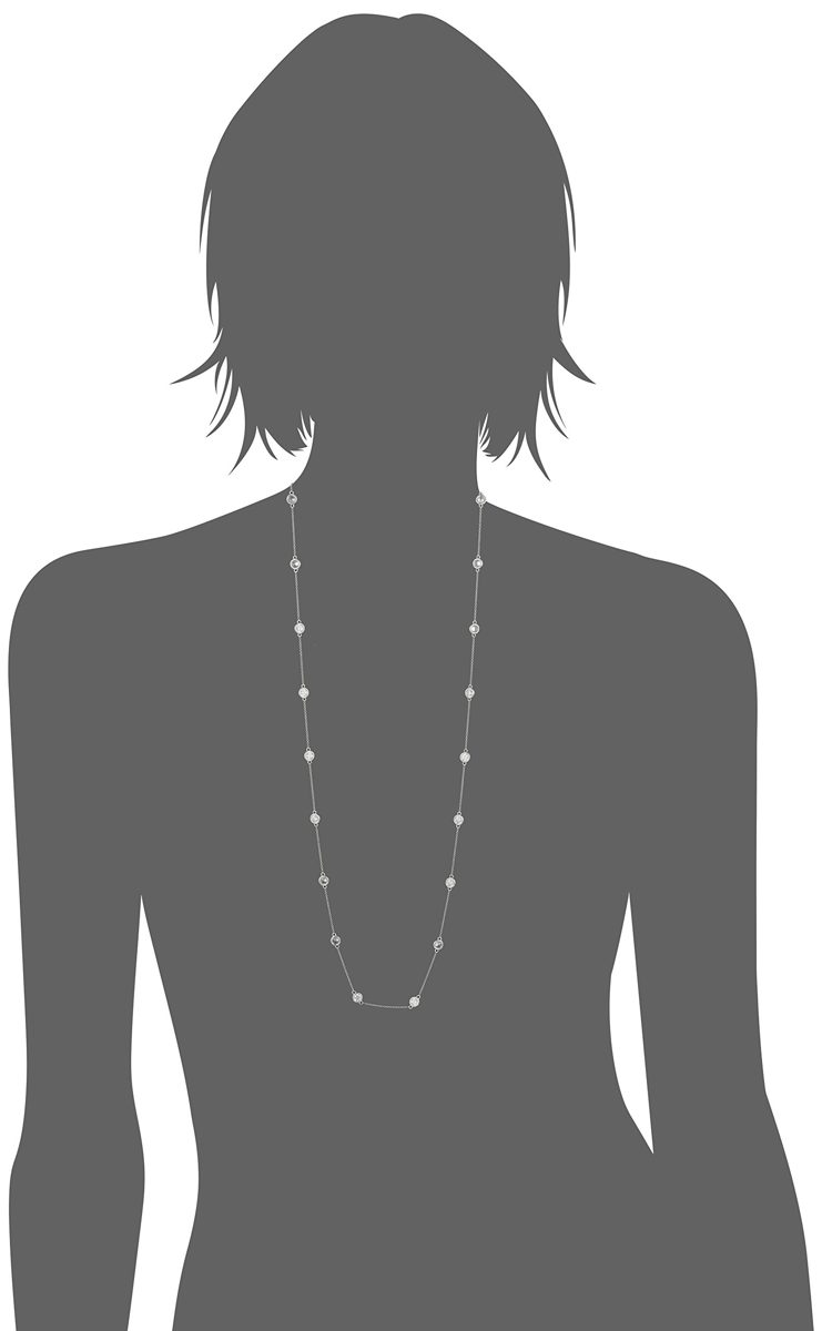 Platinum Plated Sterling Silver Station Necklace set with Swarovski Zirconia (5mm), 36"