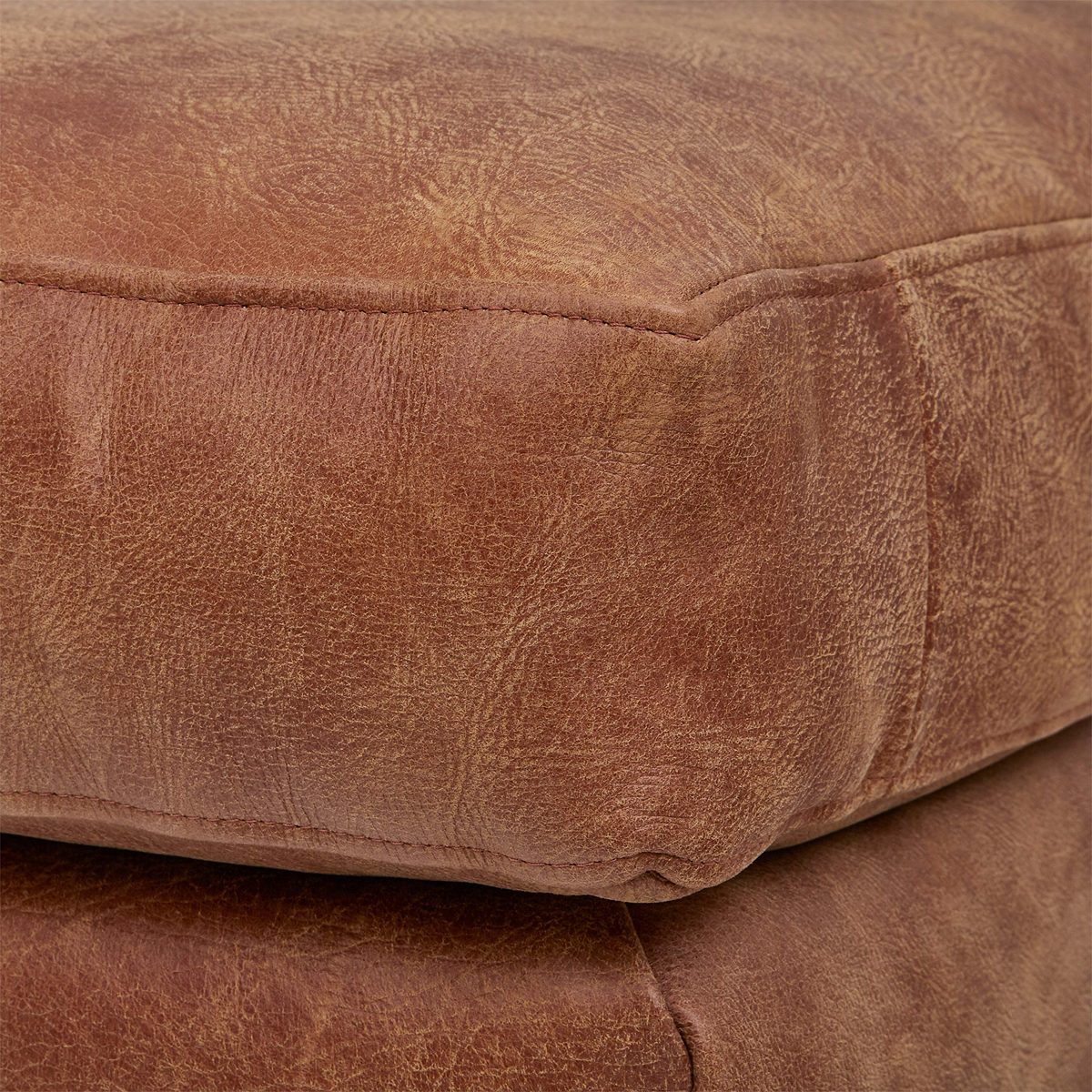 Amazon Brand – Rivet Edgewest Modern Ottoman, Leather, 32"W, Saddle