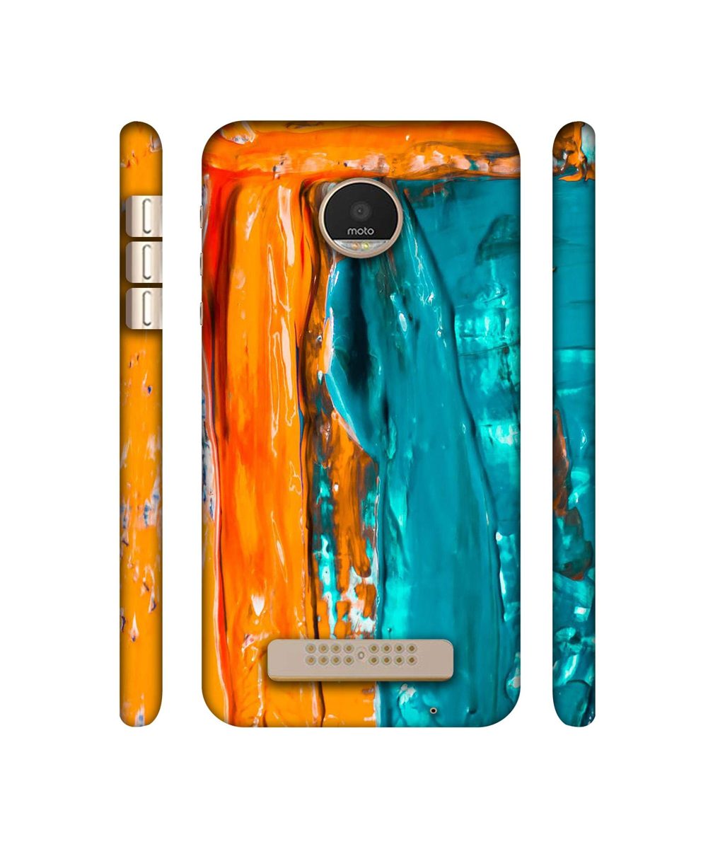Amazon Brand - Solimo Designer Gold Yellow and Sky Blue Paint 3D Printed Hard Back Case Mobile Cover for Motorola Moto Z Play
