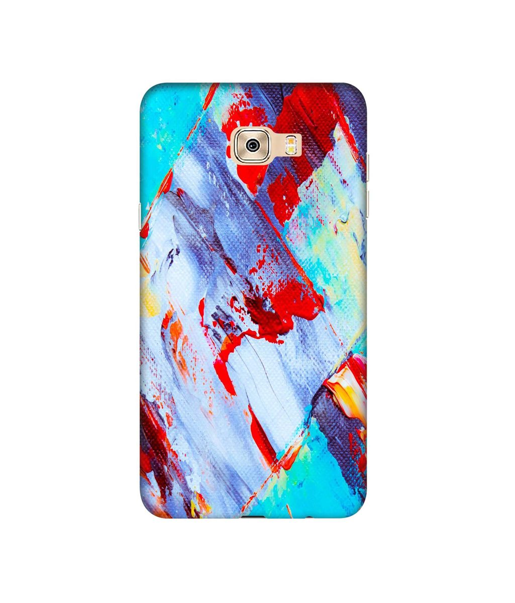 Amazon Brand - Solimo Designer Blue and Red Brush Texture 3D Printed Hard Back Case Mobile Cover for Samsung Galaxy C7 Pro
