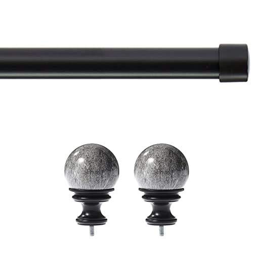 AmazonBasics Marble Ball Finial with 1" Curtain Rod - 36-72", Black