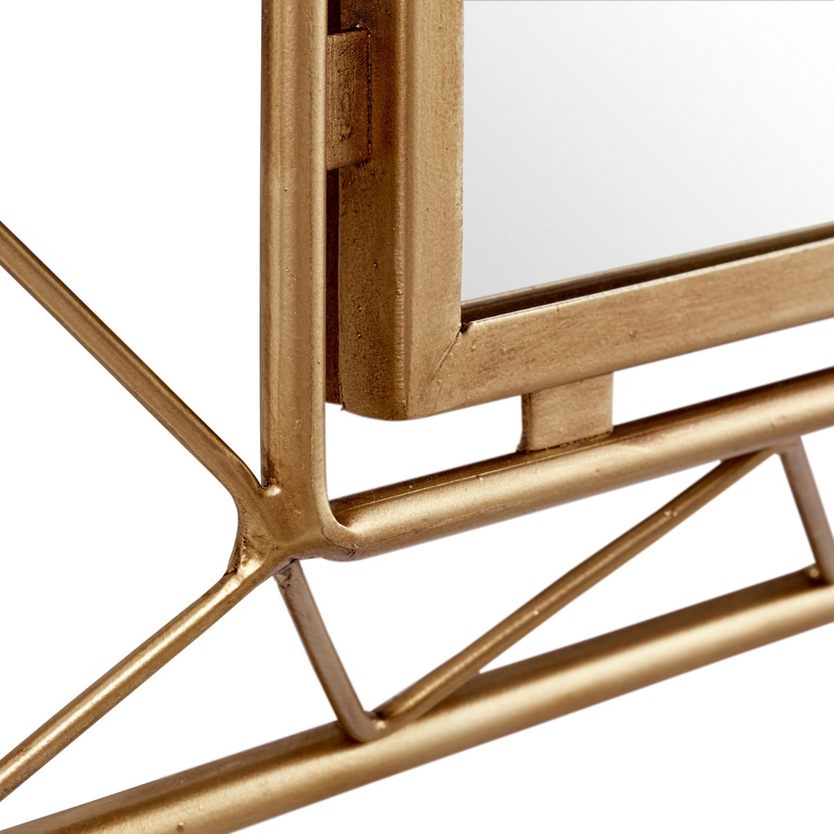 Amazon Brand – Rivet Modern Metal Lattice-Work Square Hanging Wall Mirror, 16.25 Inch Height, Gold Finish
