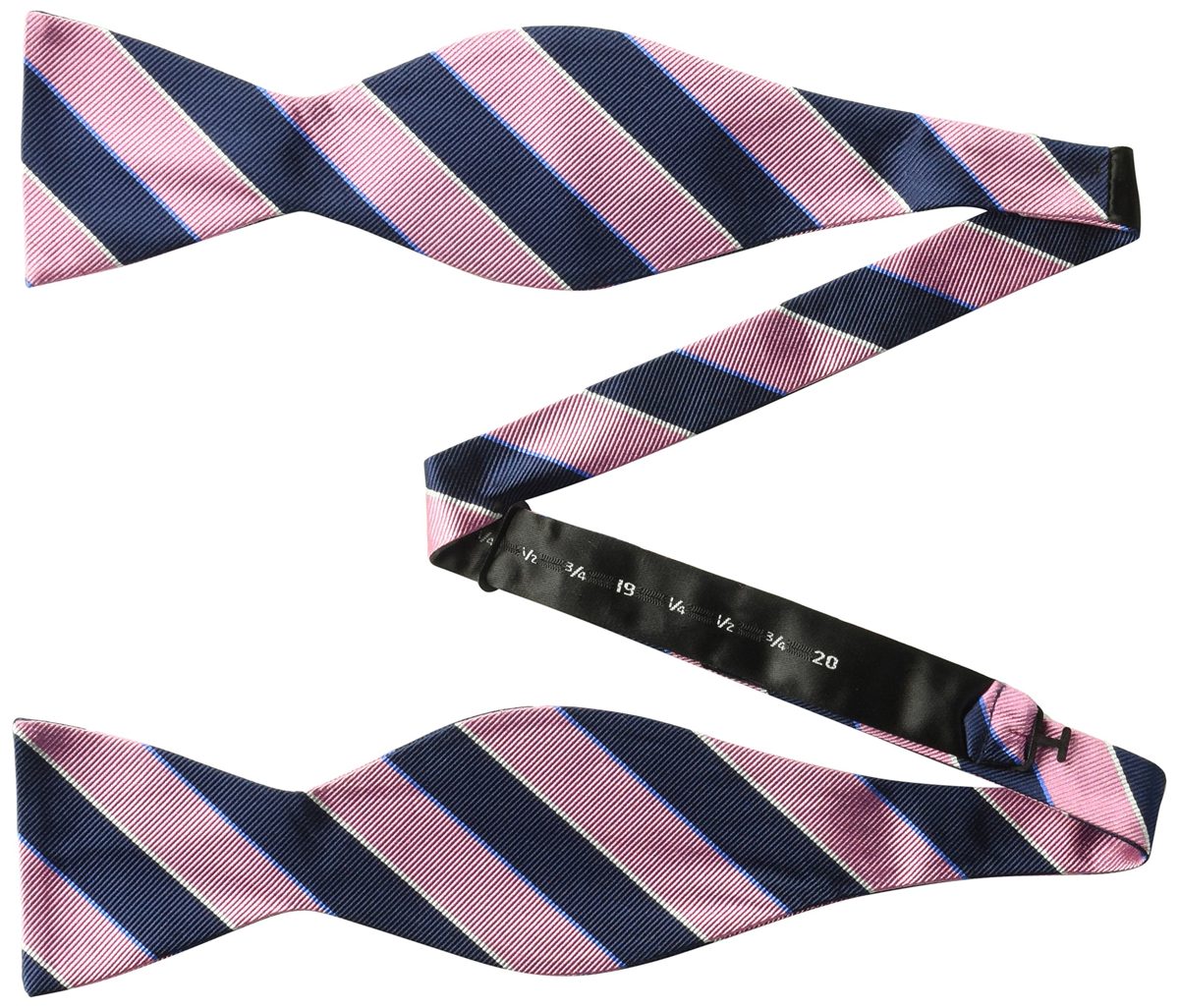 BUTTONED DOWN Men's Classic Silk Self-Tie Bow Tie, pink/navy stripe, One Size