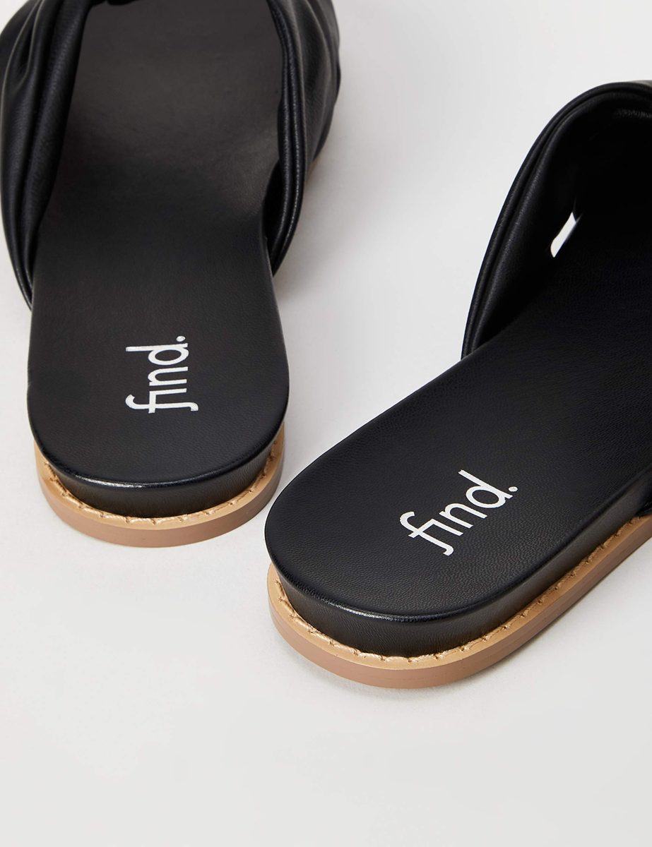 find. Women's Knot Footbed Open Toe Sandals, Black, 2