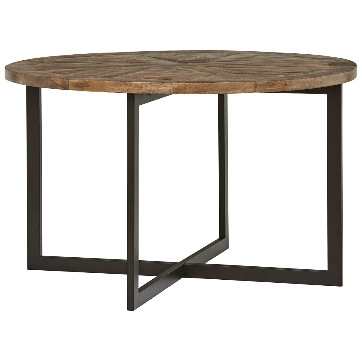 Amazon Brand – Stone & Beam Industrial Mango Wood Round Dining Table, 48"W, Gunmetal Finish