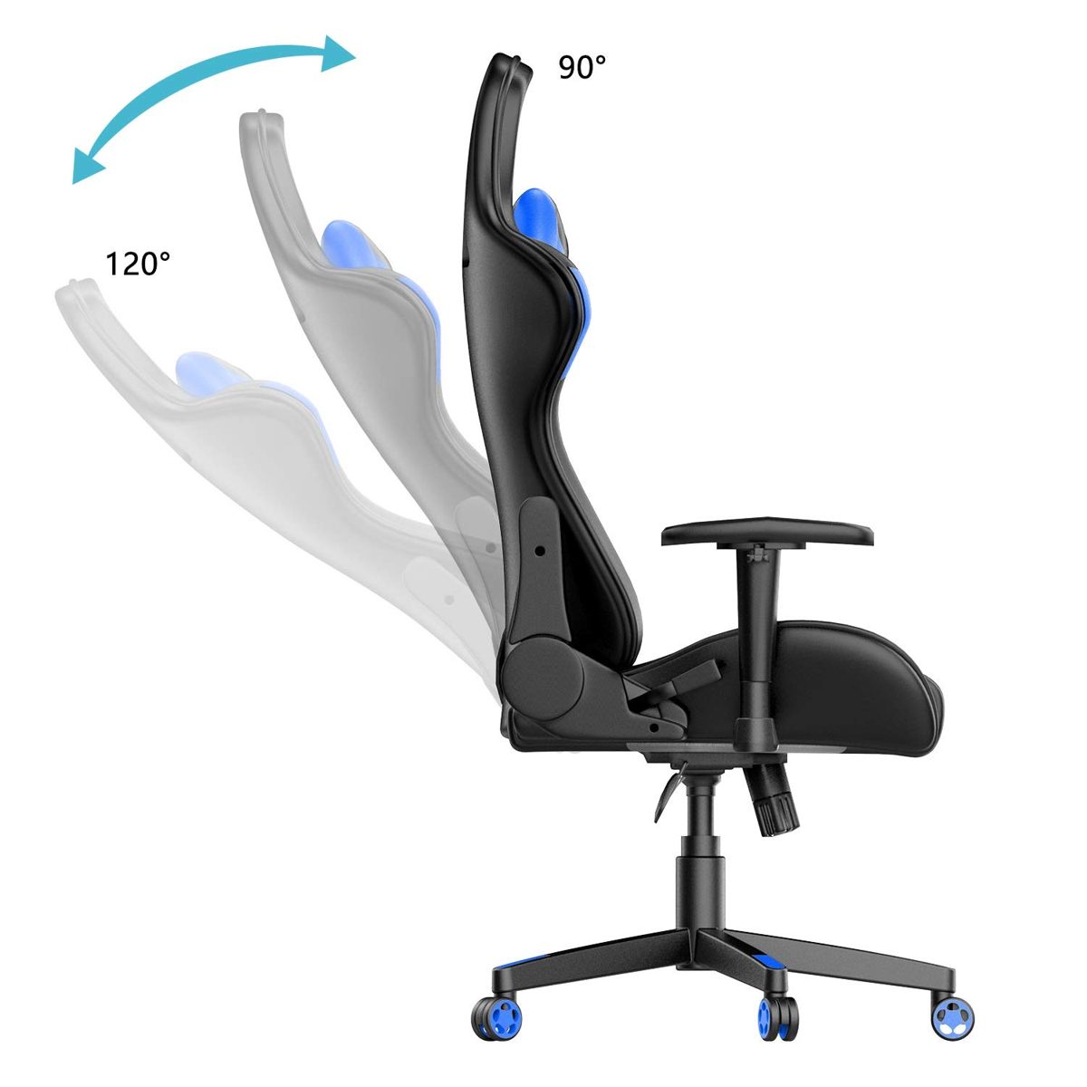 AmazonBasics Gaming/Racing Style Office Chair with Removable Headrest and High Back Cushion - Blue