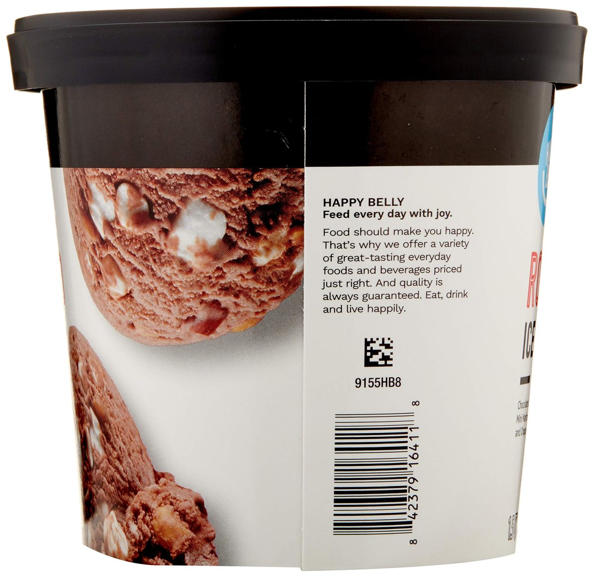 Amazon Brand - Happy Belly Rocky Road Ice Cream, 48 Fl Oz (Frozen)