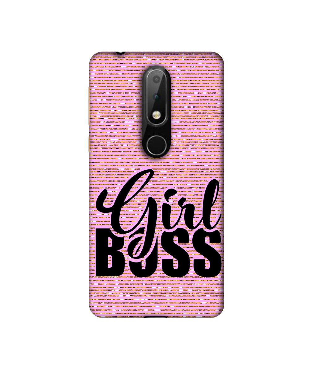 Amazon Brand - Solimo Designer Girl Boss On Pink Sparkle 3D Printed Hard Back Case Mobile Cover for Nokia 6.1 Plus