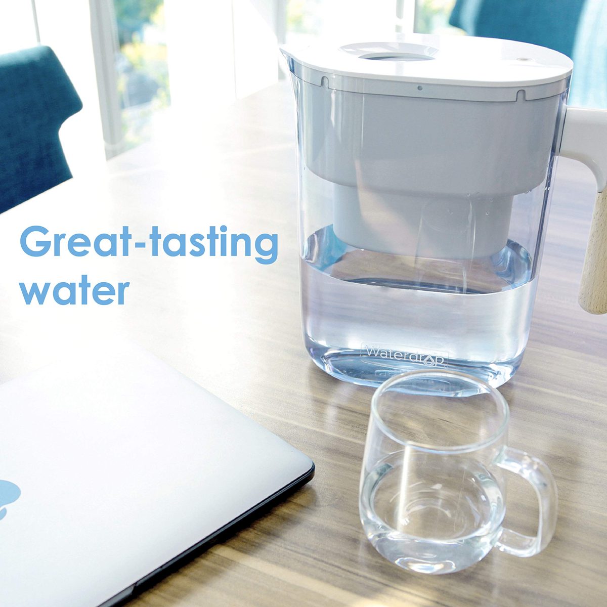 Waterdrop Chubby NSF Certified 10-Cup Water Filter Pitcher with 1 Filter, Long-Lasting (200 gallons), 5X Times Lifetime Filtration Jug, Reduces Lead, Fluoride, Chlorine and More, BPA Free, White
