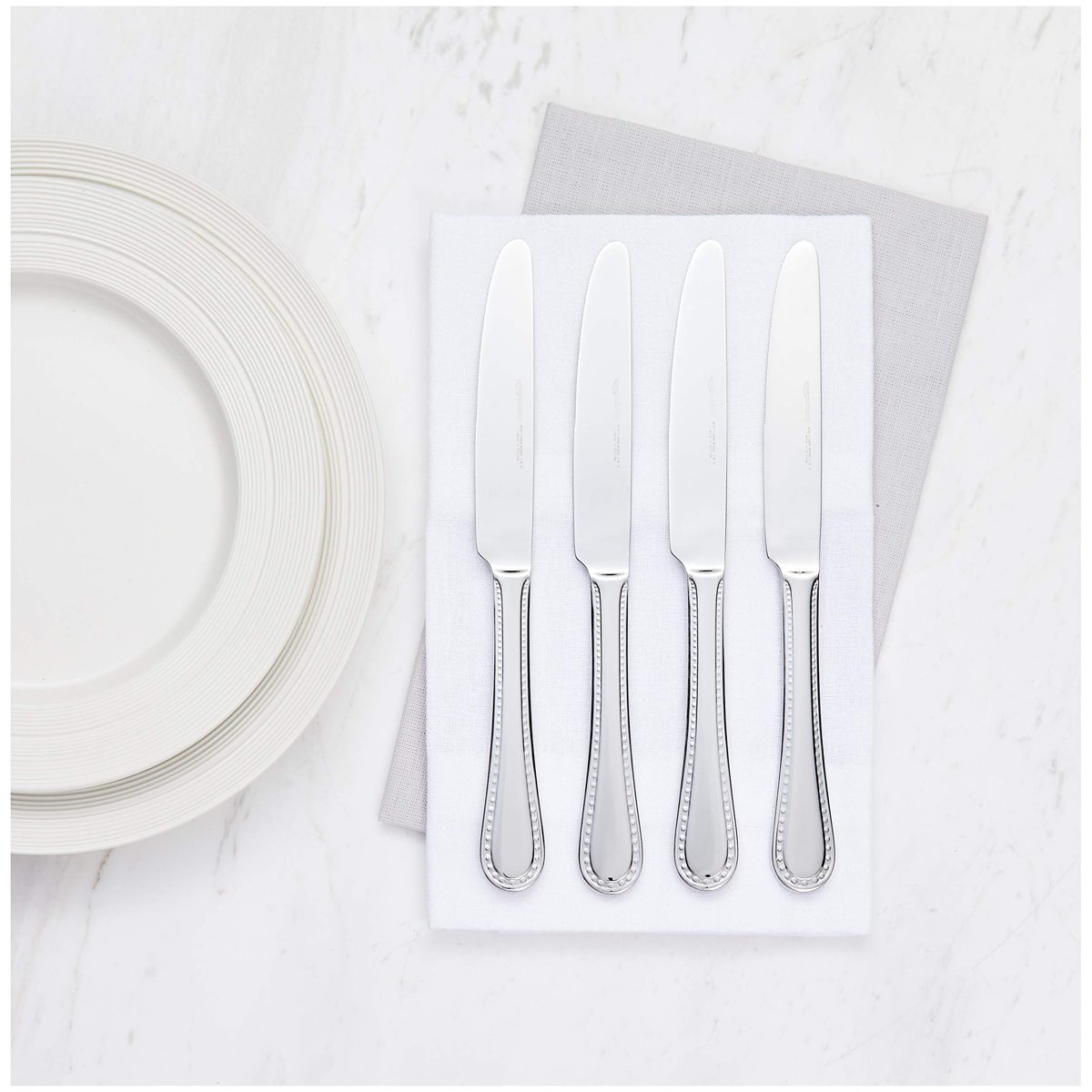 AmazonBasics Stainless Steel Dinner Knife with Pearled Edge, Pack of 12