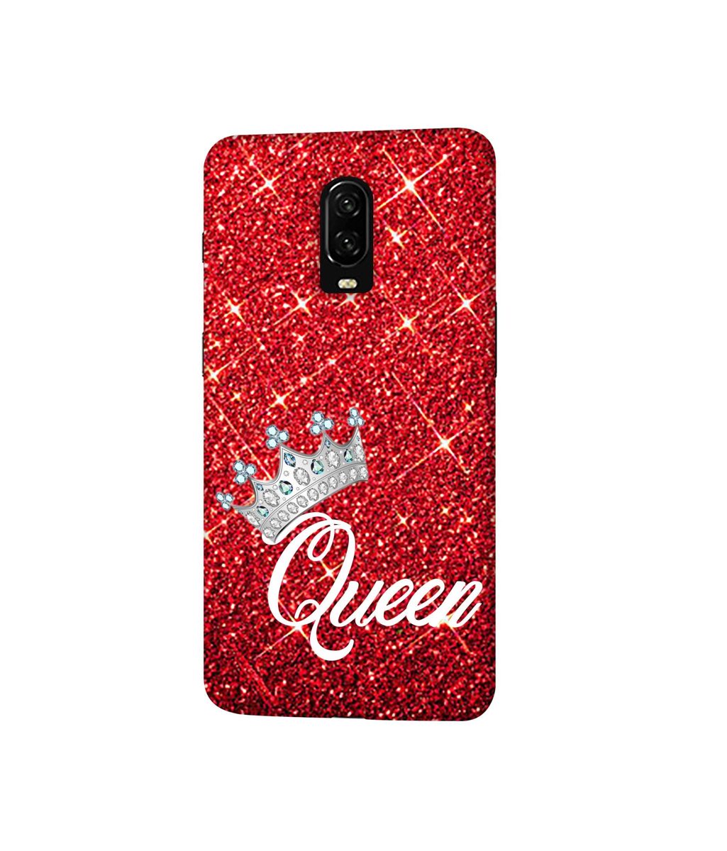 Amazon Brand - Solimo Designer Queen On Red Glitter 3D Printed Hard Back Case Mobile Cover for Oneplus 6T